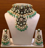Green choker Polki set