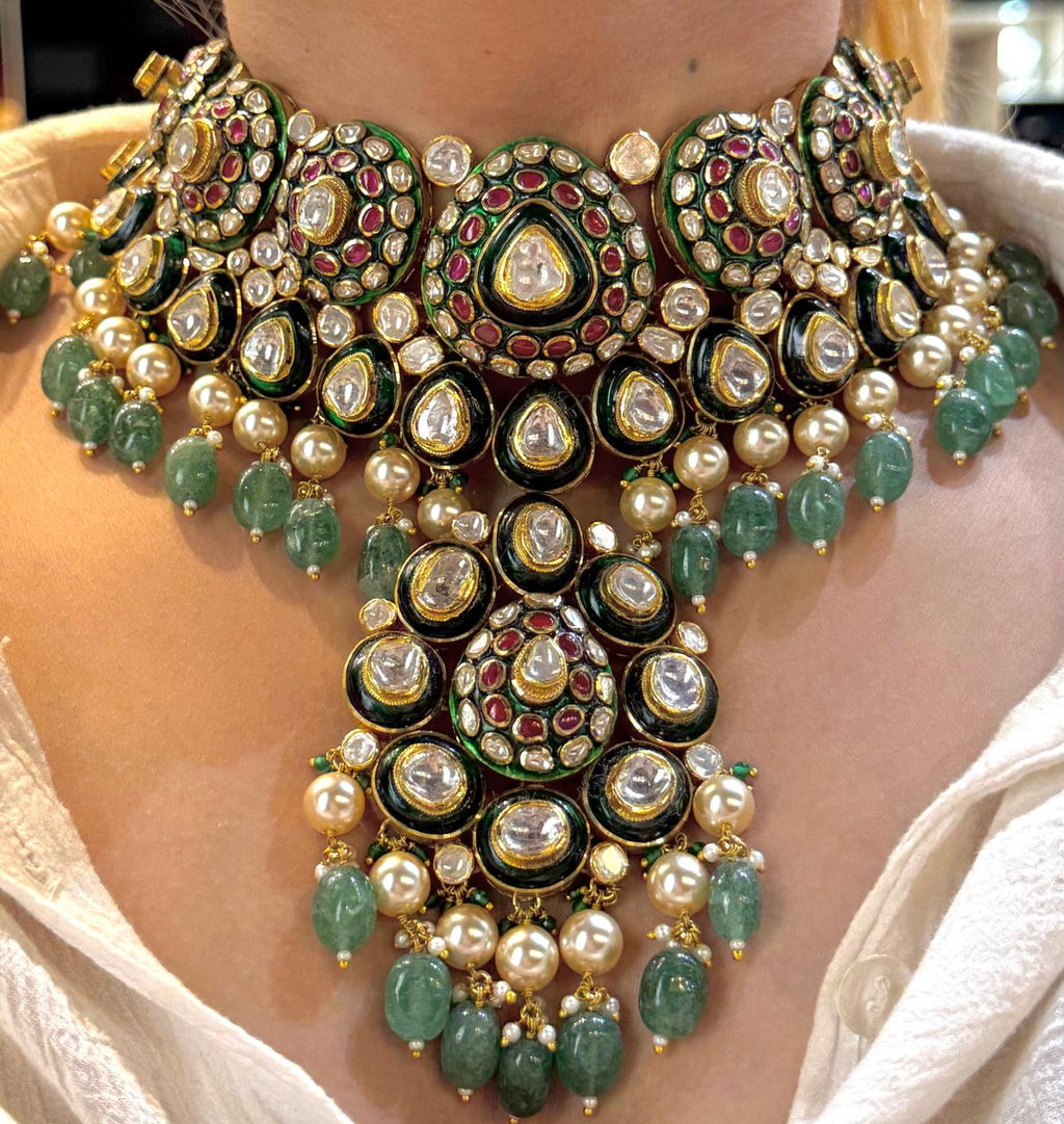 Green choker Polki set