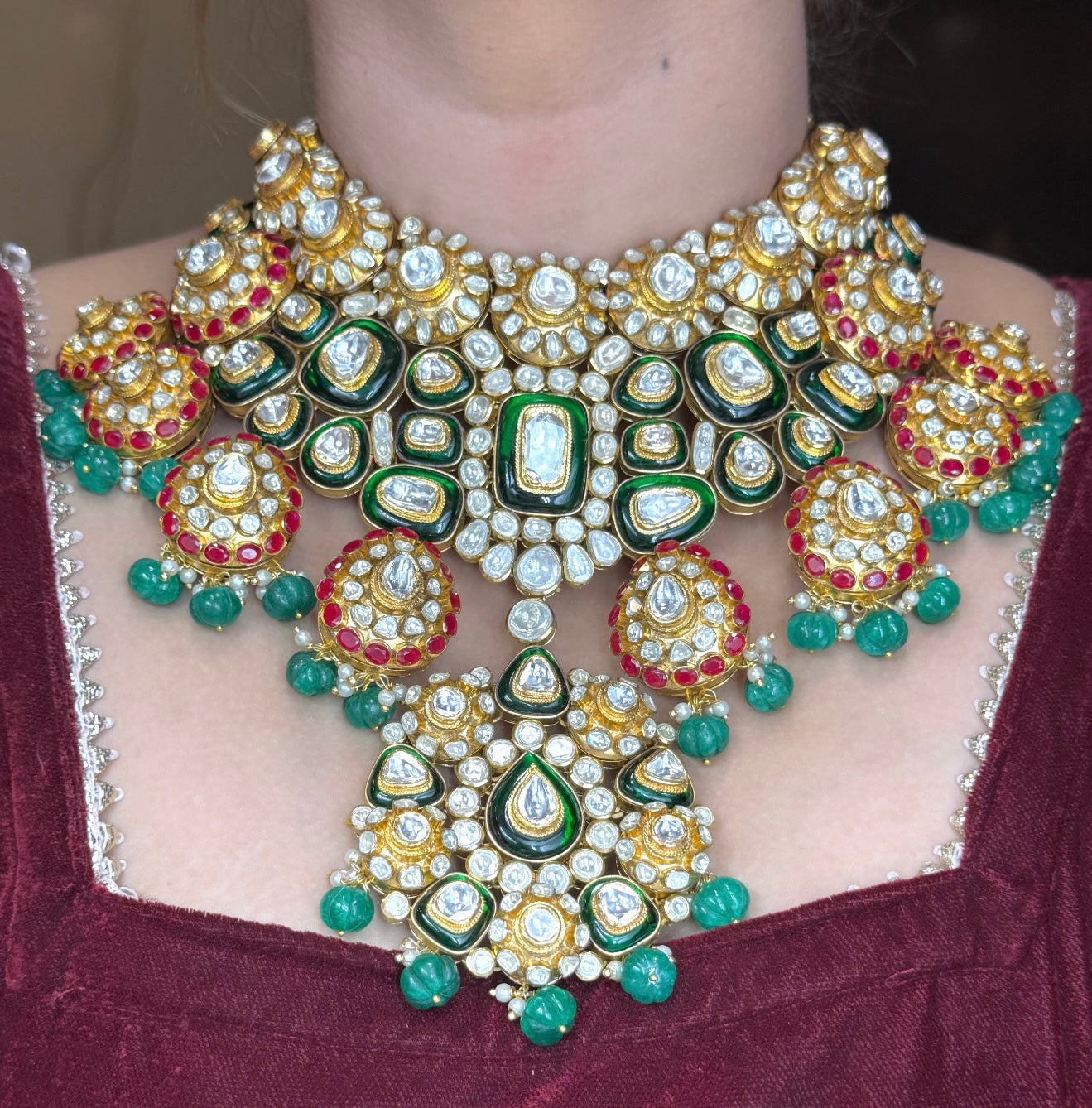 Emerald Ruby Polki Guluband