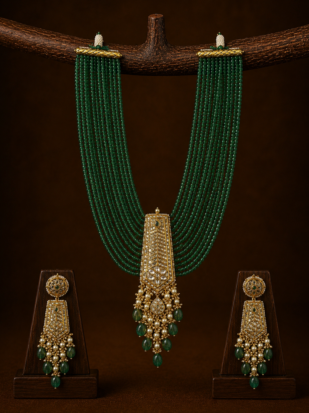 Green Beaded Tie Set