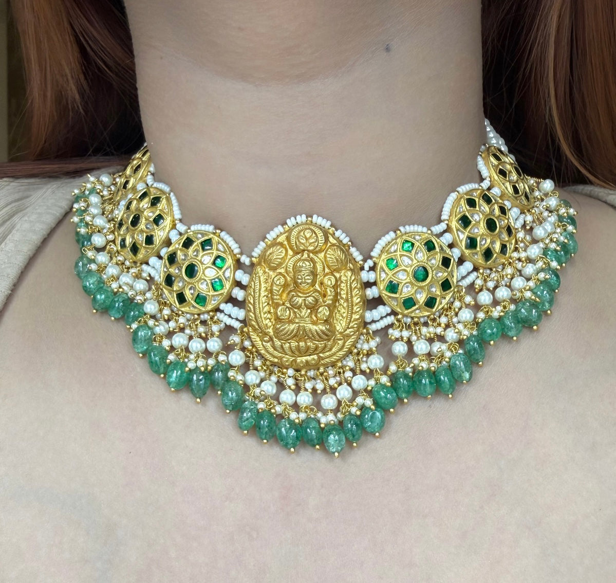 Polki Necklace Set - Temple