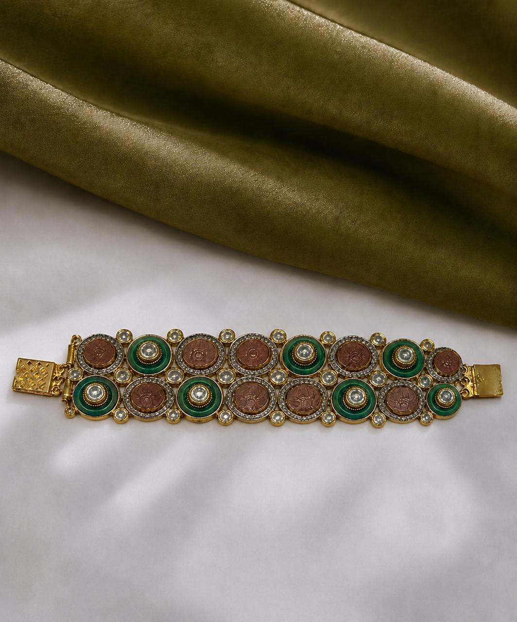 Royal Meenakari Polki Bracelet