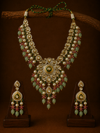 Emerald Motif Polki Pendant