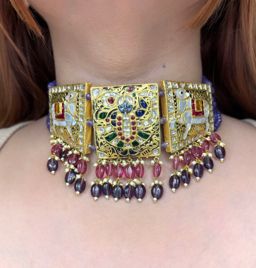 Polki Necklace Set - Temple