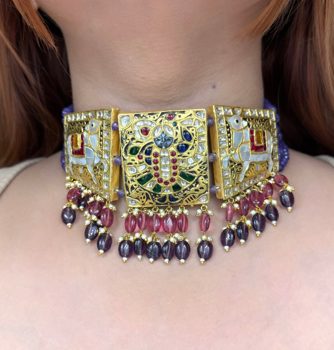 Polki Necklace Set - Temple
