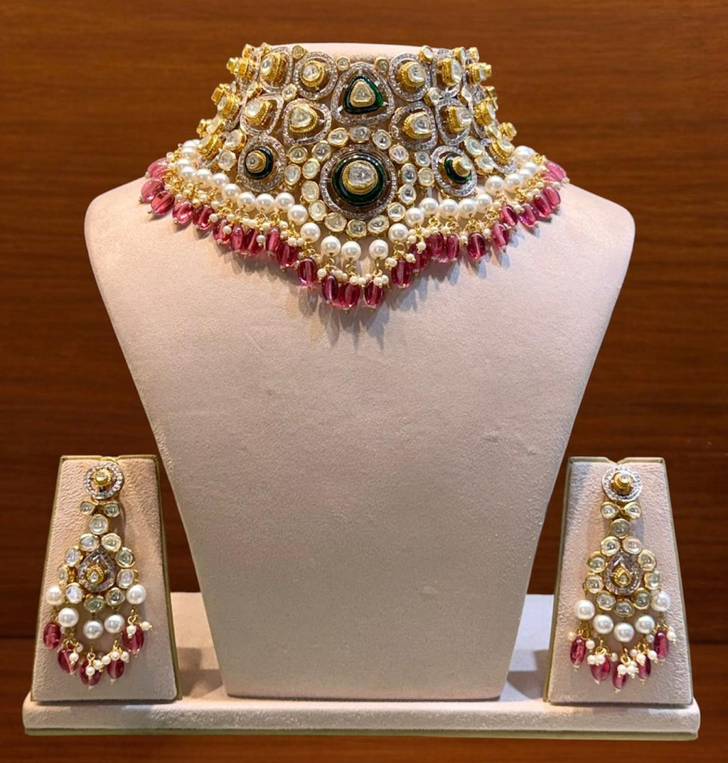 Gulabi Mehr Polki Choker Set