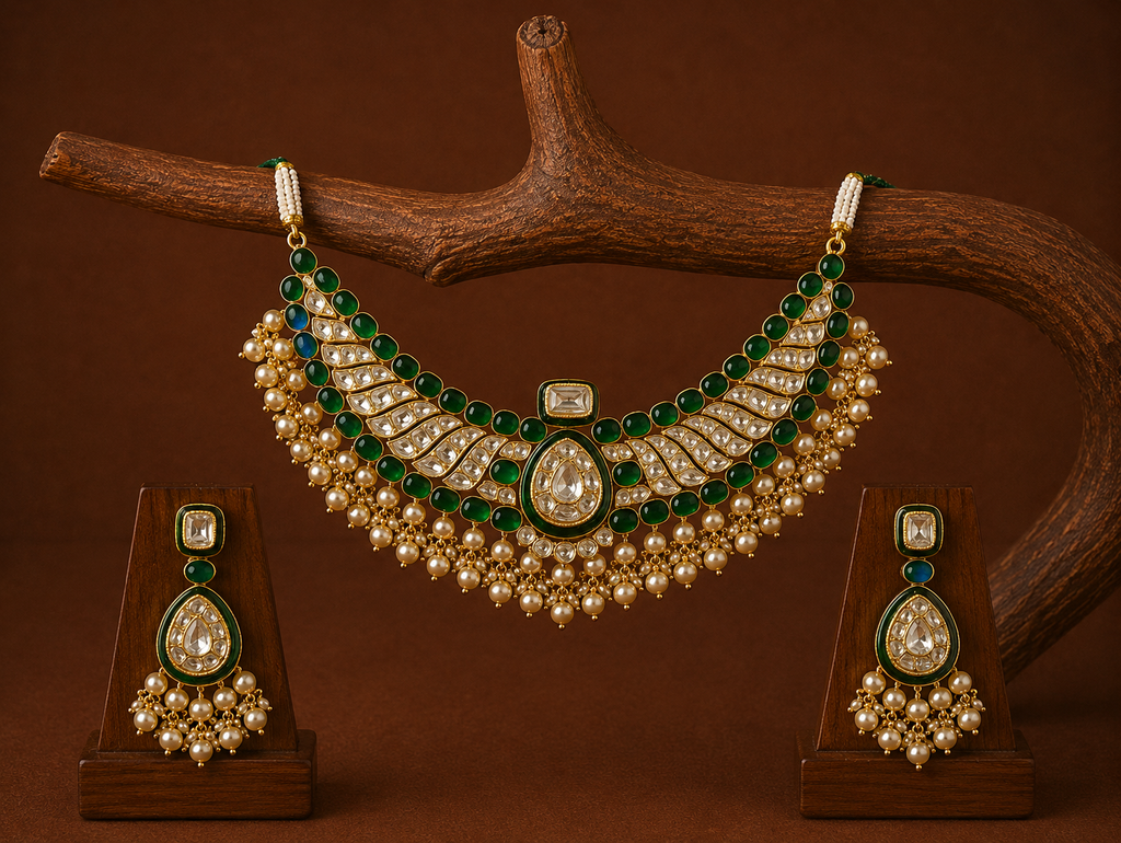 Emerald Pearl Polki Guluband