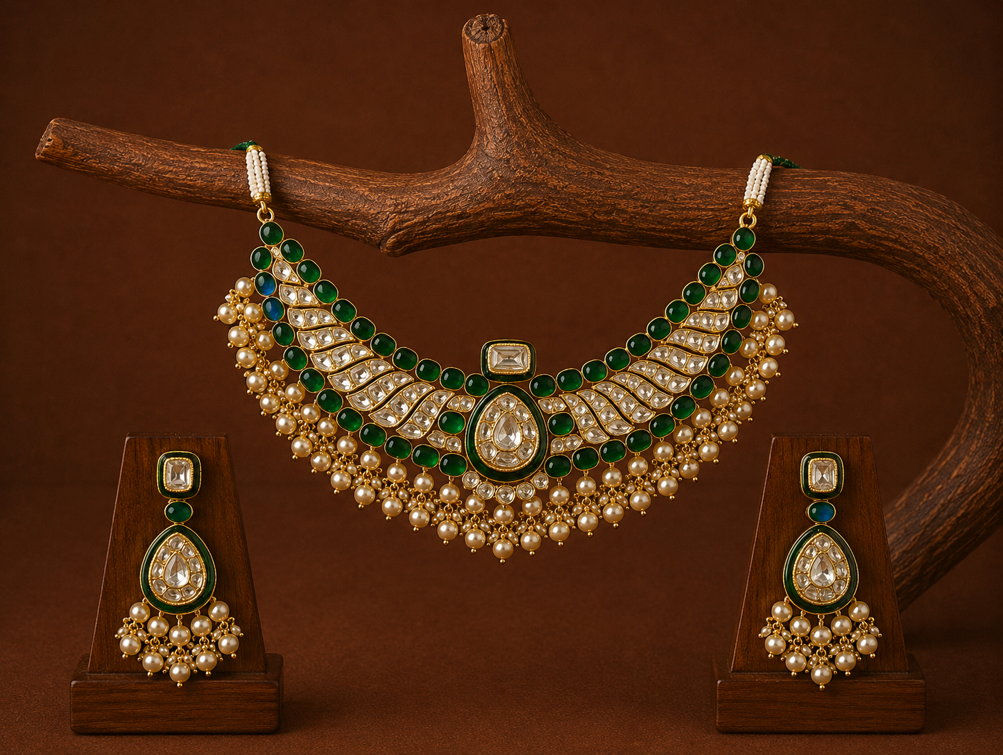 Emerald Pearl Polki Guluband