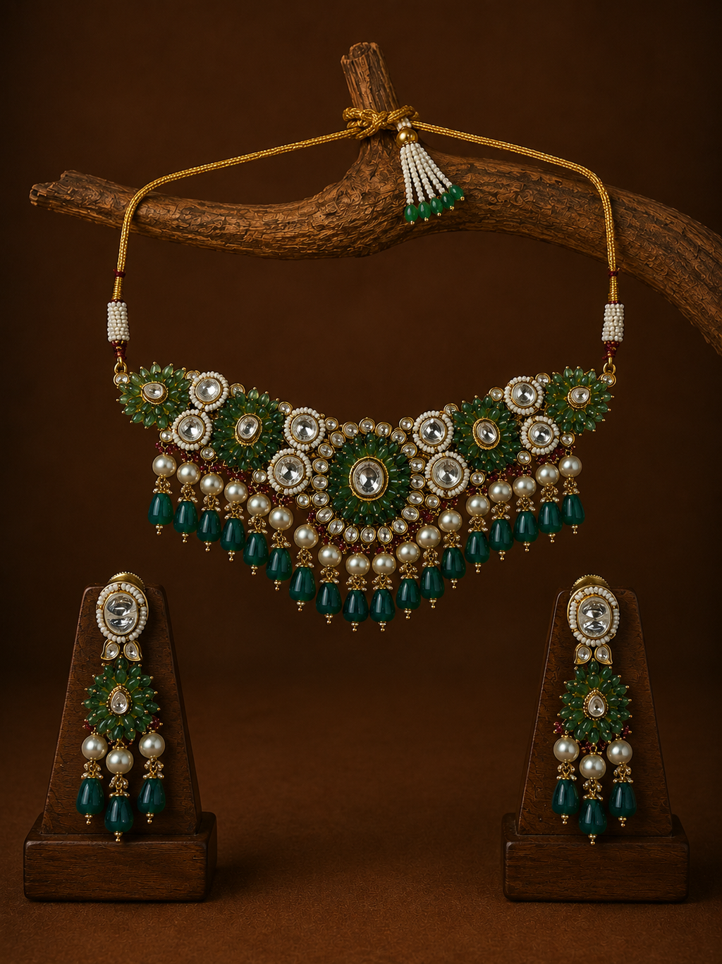 Green Bloom Polki Choker