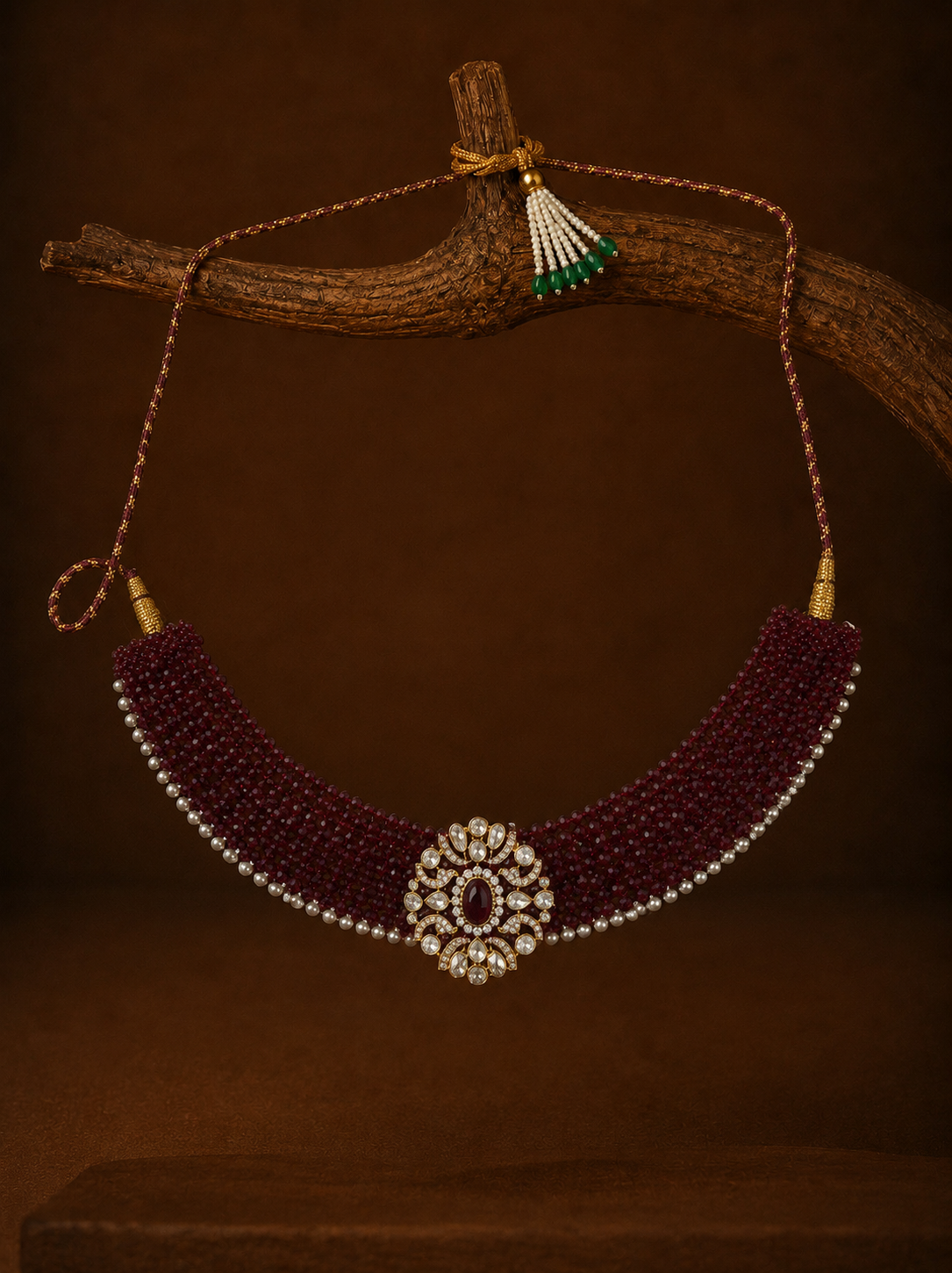 Ruby Bead Polki Chik Patti