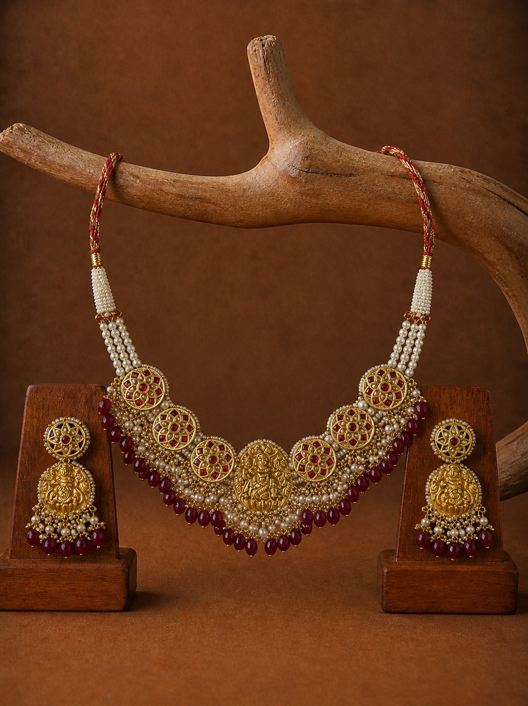 Polki Necklace Set - Temple