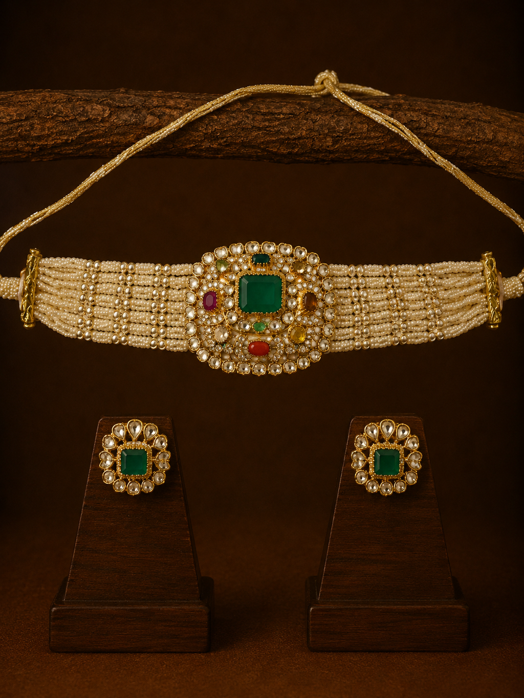 Navratan Pearl Polki Chik Patti
