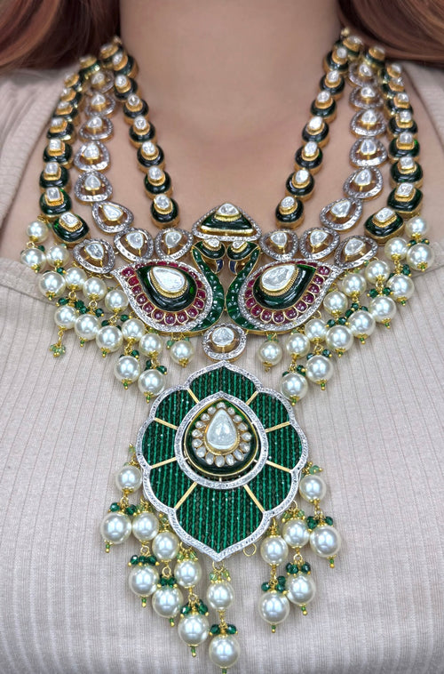 Layered Polki Pendant Set