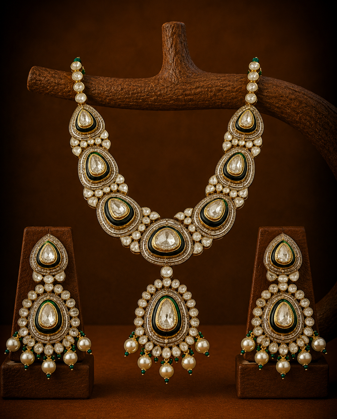 Diamond Polki Pendant Set