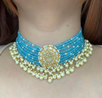 Blue Beaded Chik Patti Set