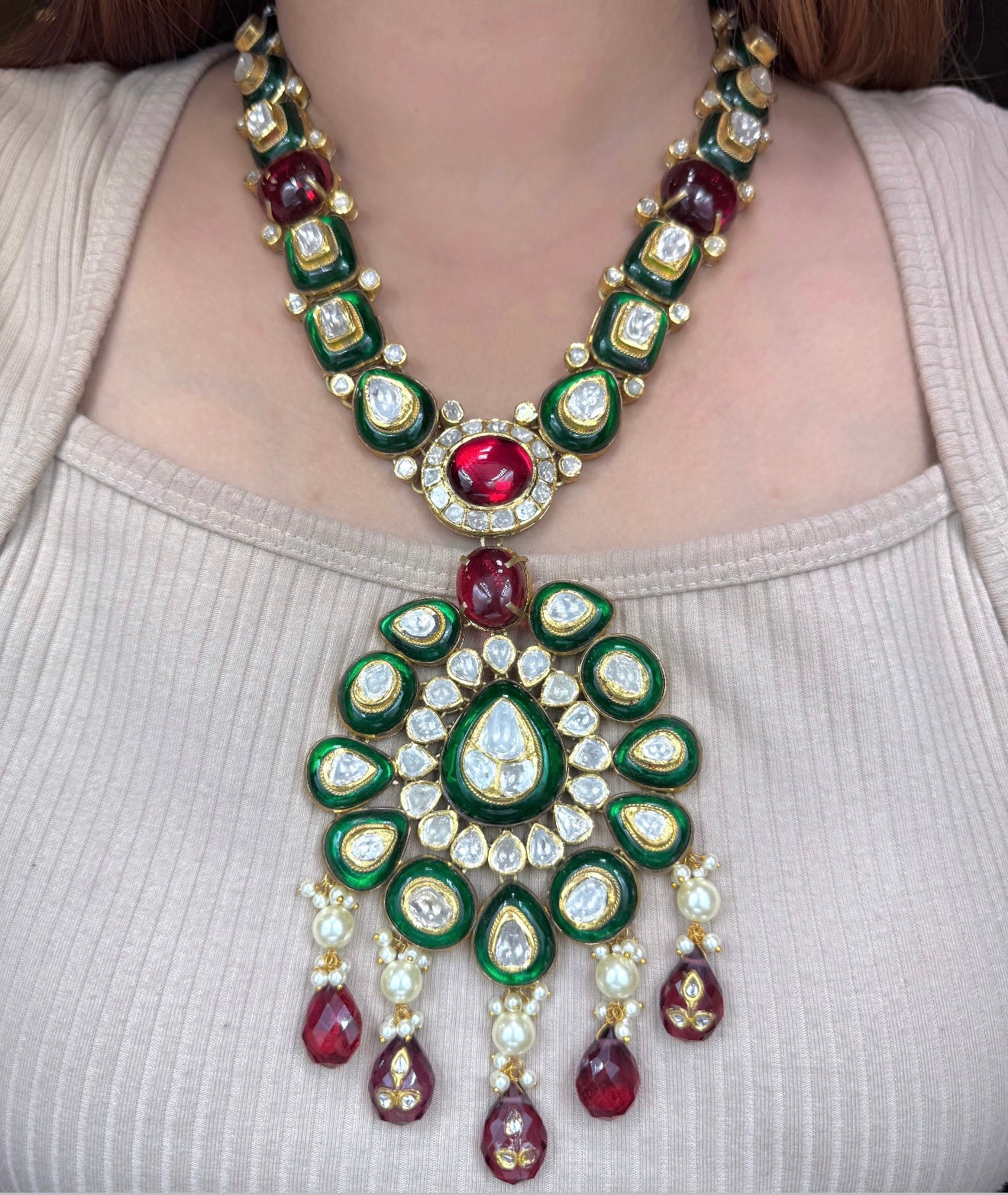Polki Pendant Set