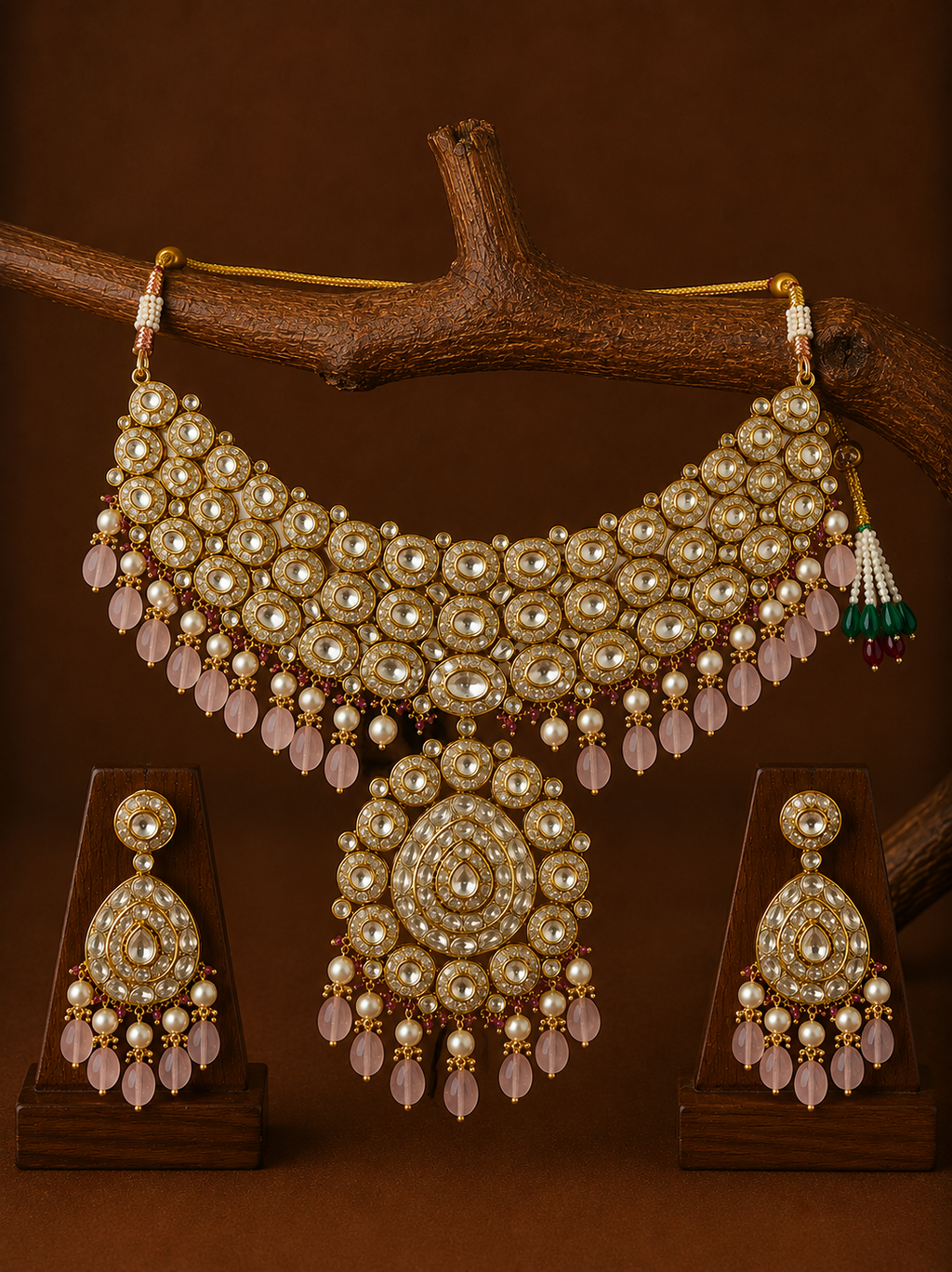 Blush Pearl Polki Pendant Choker