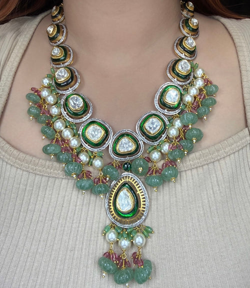 Diamond Polki Pendant Set