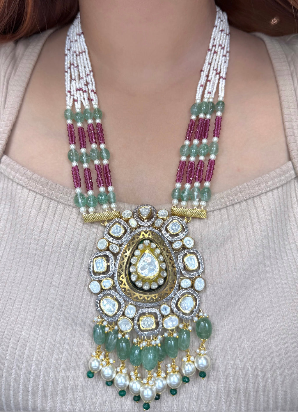 Polki Pendant Set