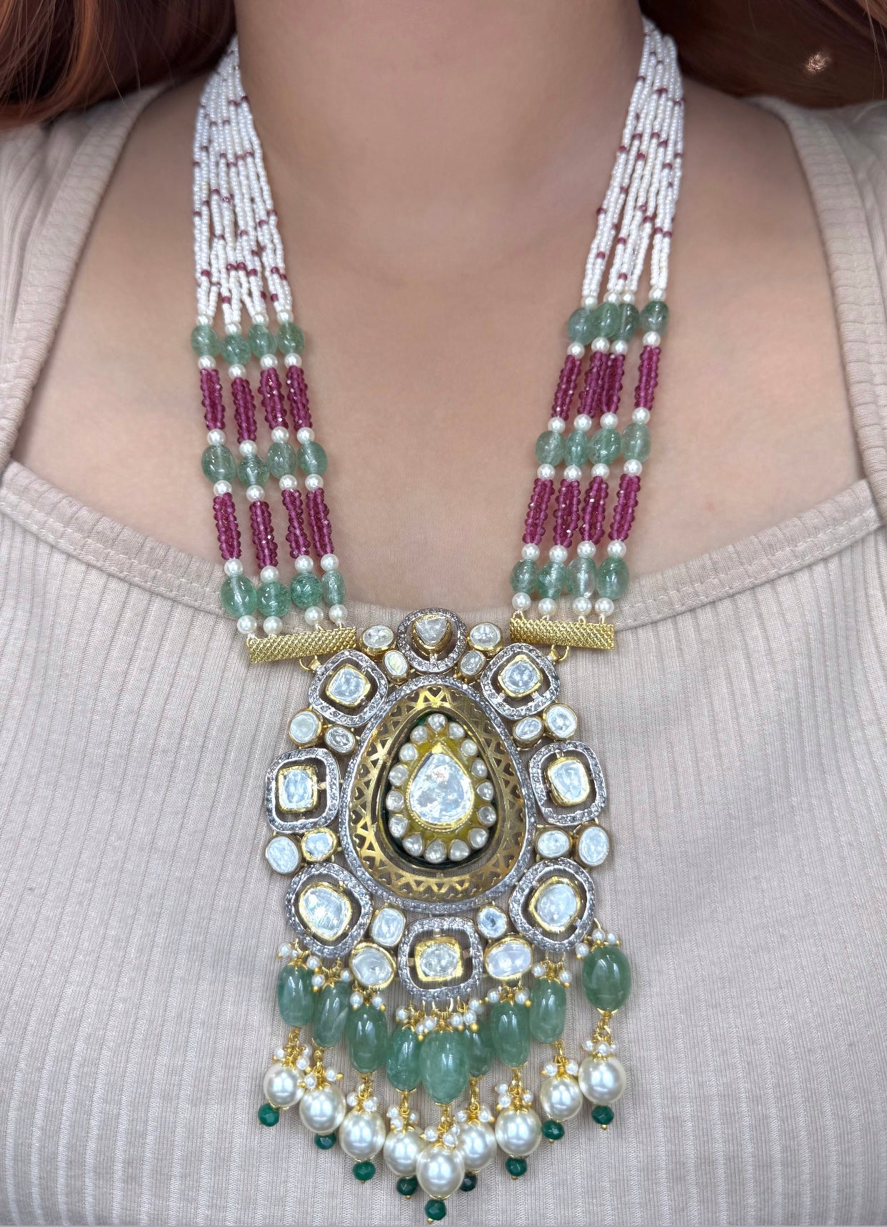 Polki Pendant Set
