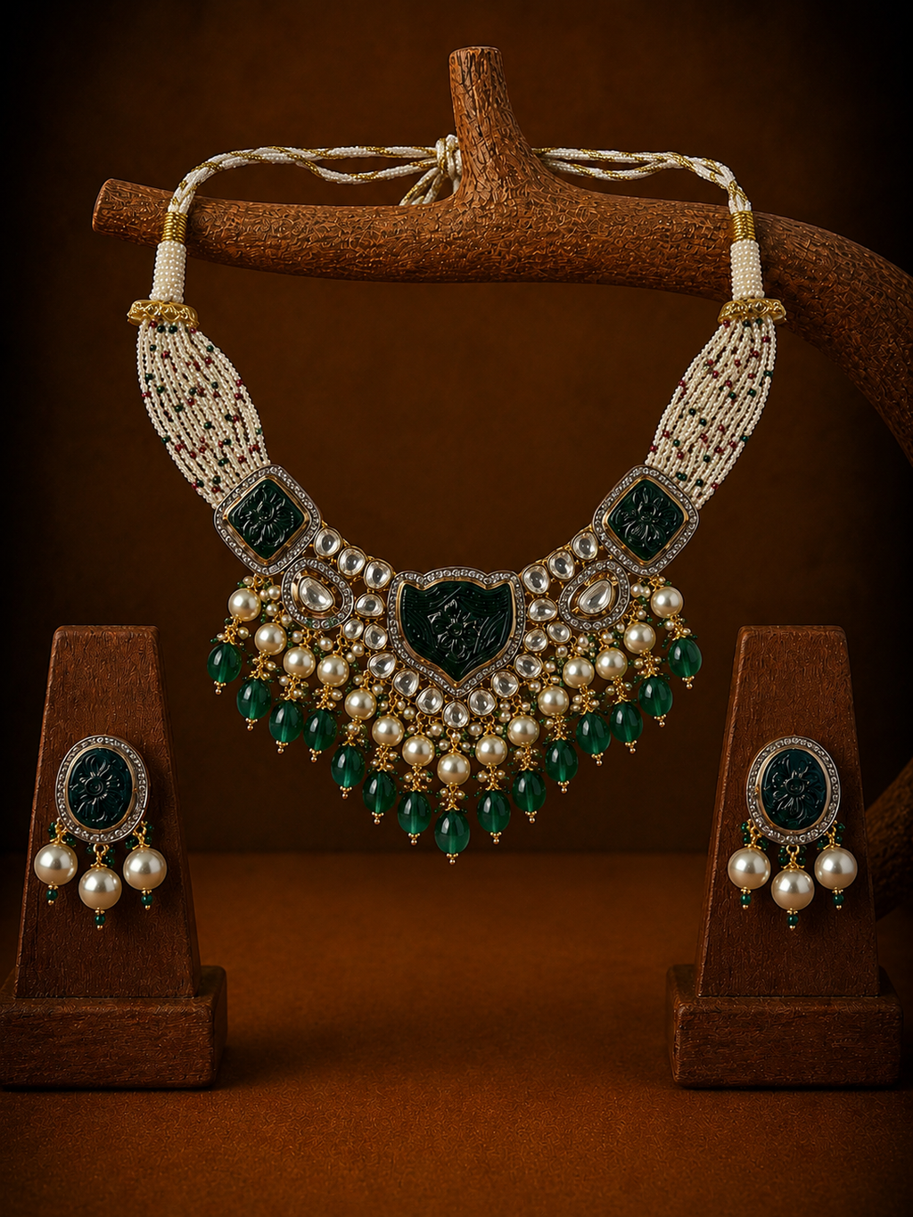 Emerald Polki Chikpatti Set