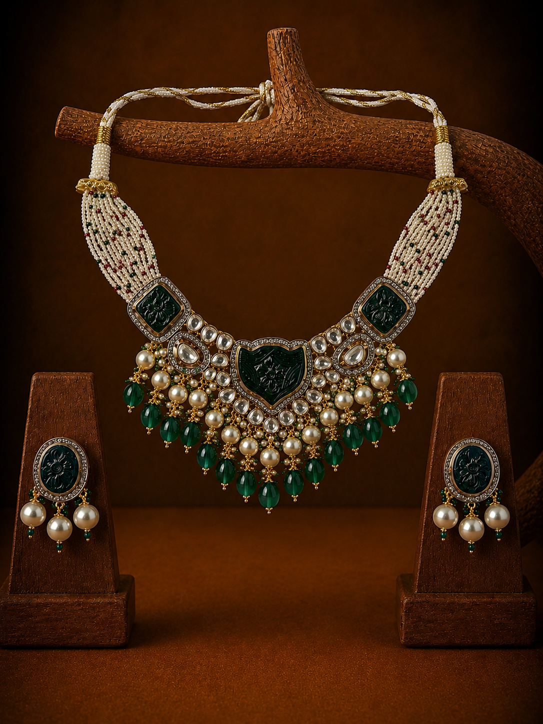 Emerald Polki Chikpatti Set