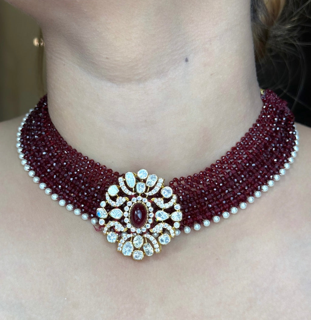 Ruby Bead Polki Chik Patti