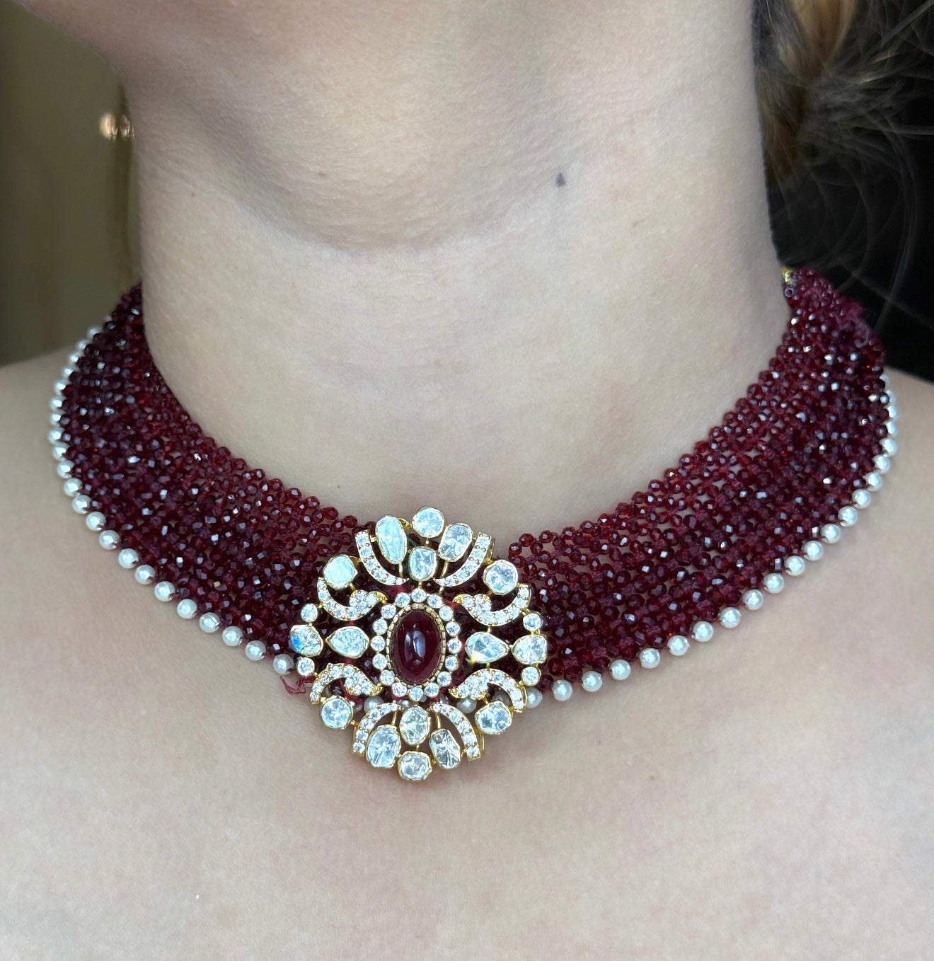 Ruby Bead Polki Chik Patti