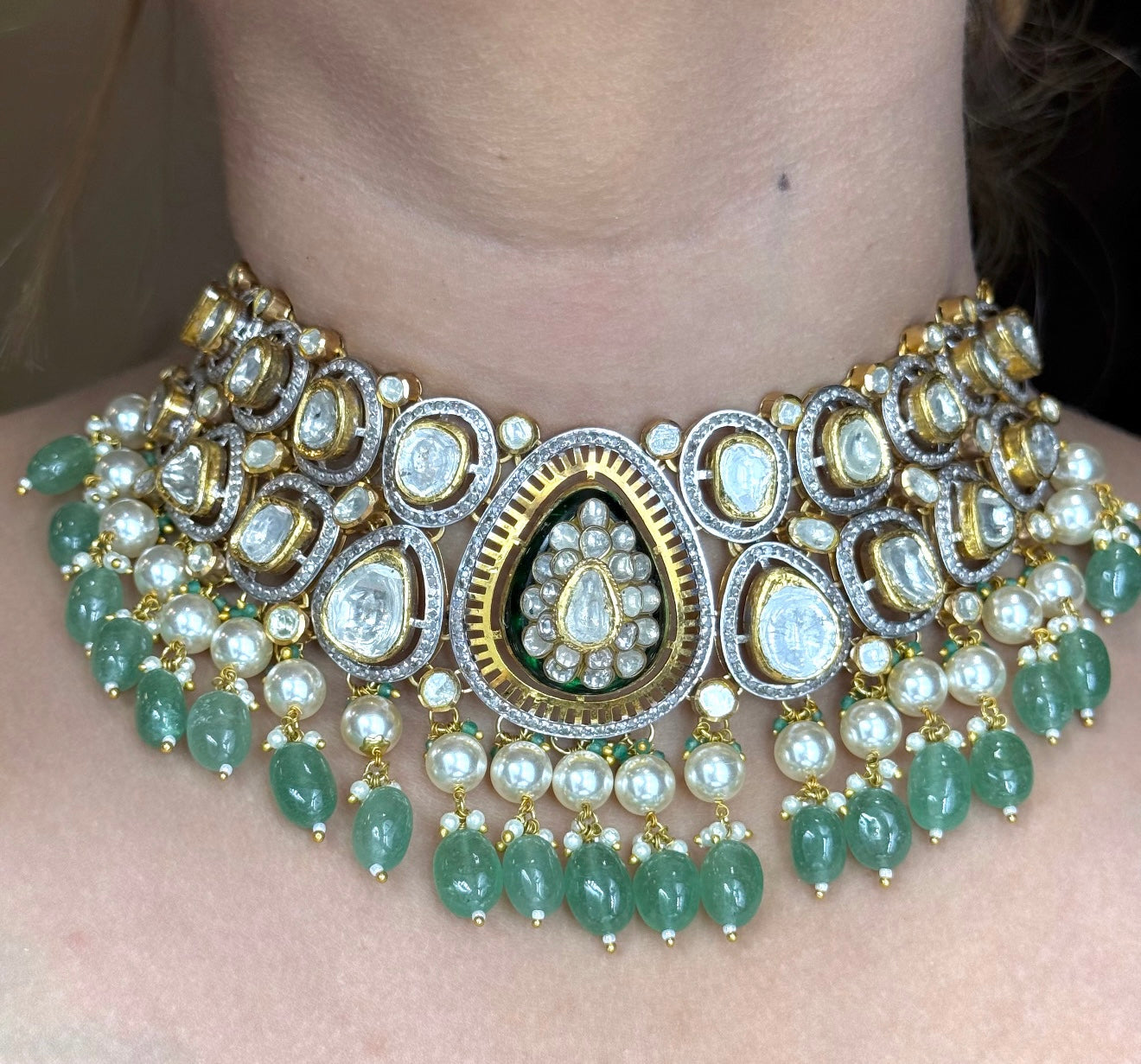 Classic Green Polki Choker