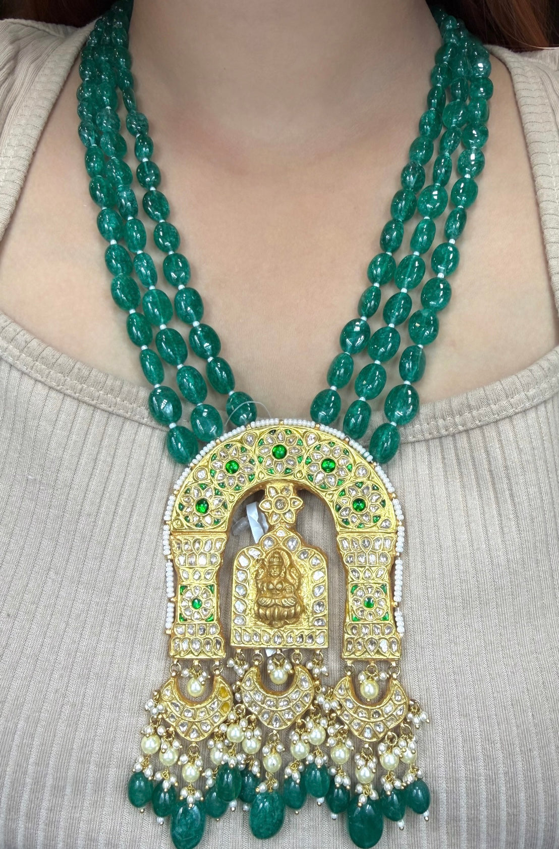 Polki Pendant Set - Temple