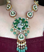 Peacock Polki Pendant Set