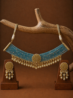 Blue Beaded Chik Patti Set