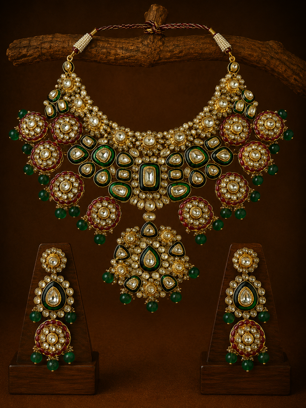 Emerald Ruby Polki Guluband