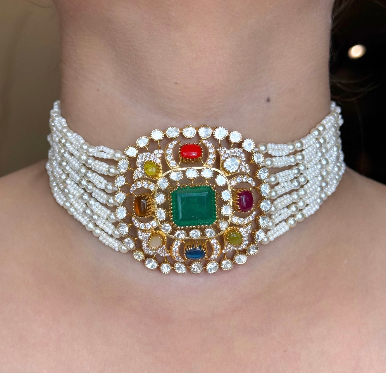 Navratan Pearl Polki Chik Patti