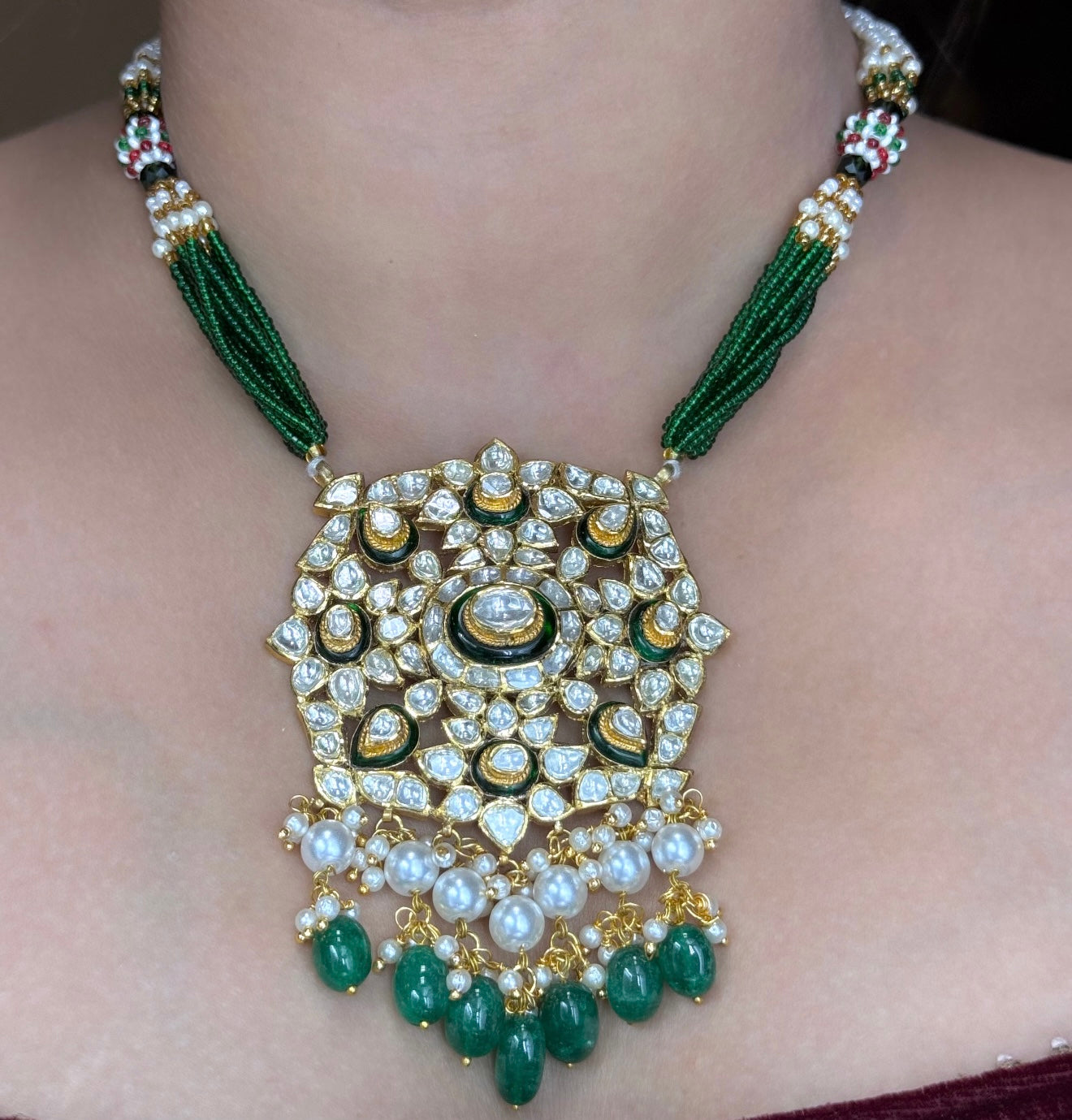 Traditional Green Polki Pendant