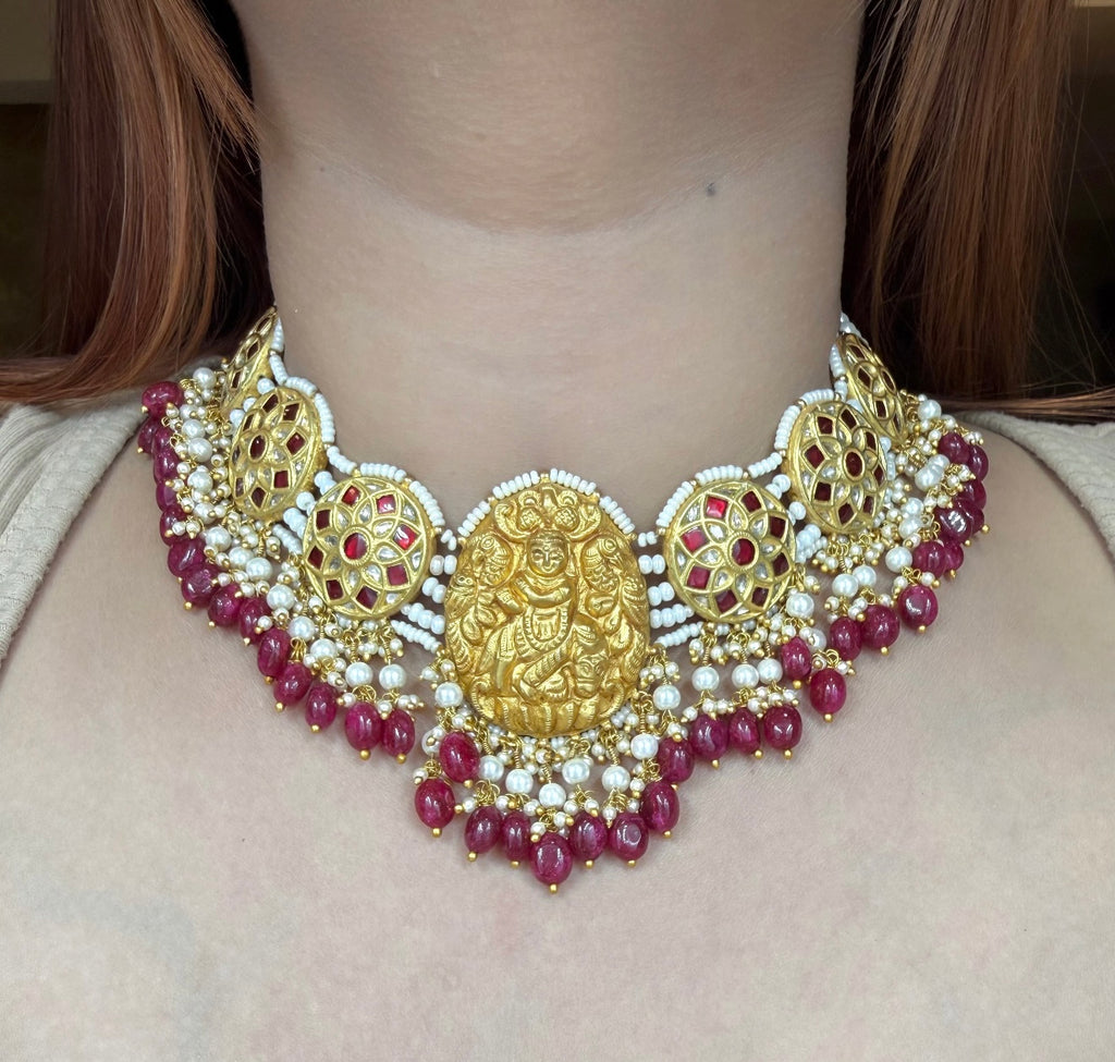 Polki Necklace Set - Temple