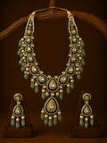 Emerald Polki Long Pendant Set