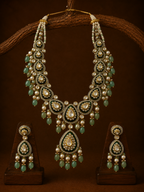 Emerald Polki Long Pendant Set