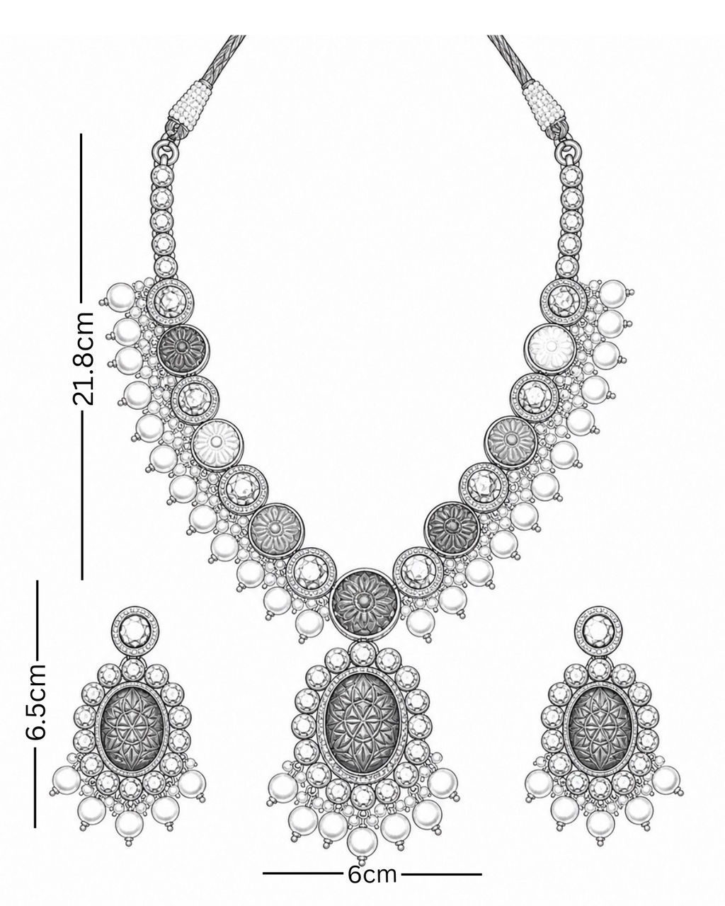 Navratan Polki Pendant Set