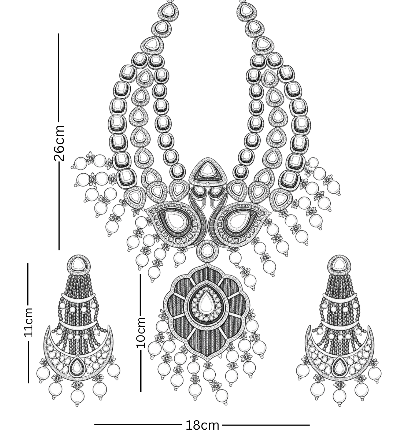 Layered Polki Pendant Set
