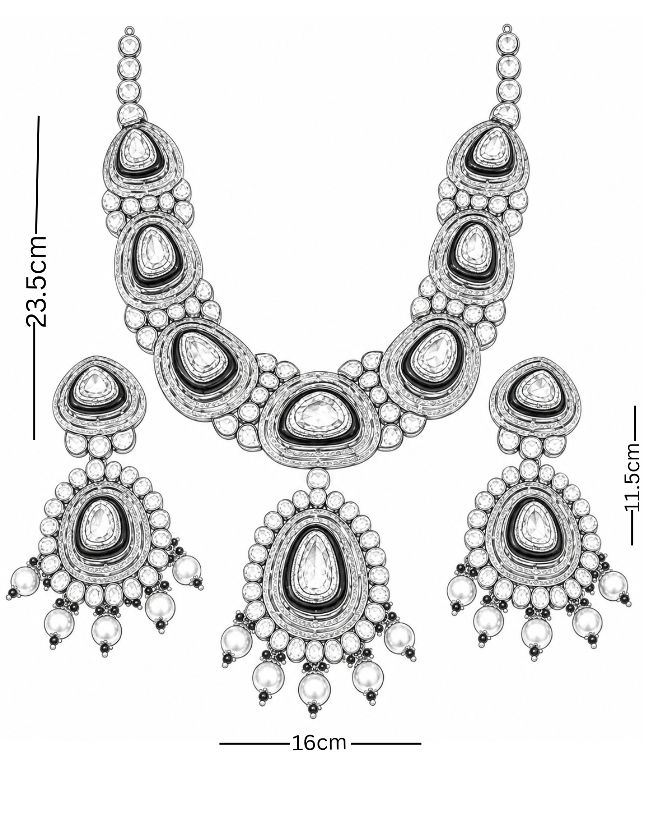Diamond Polki Pendant Set
