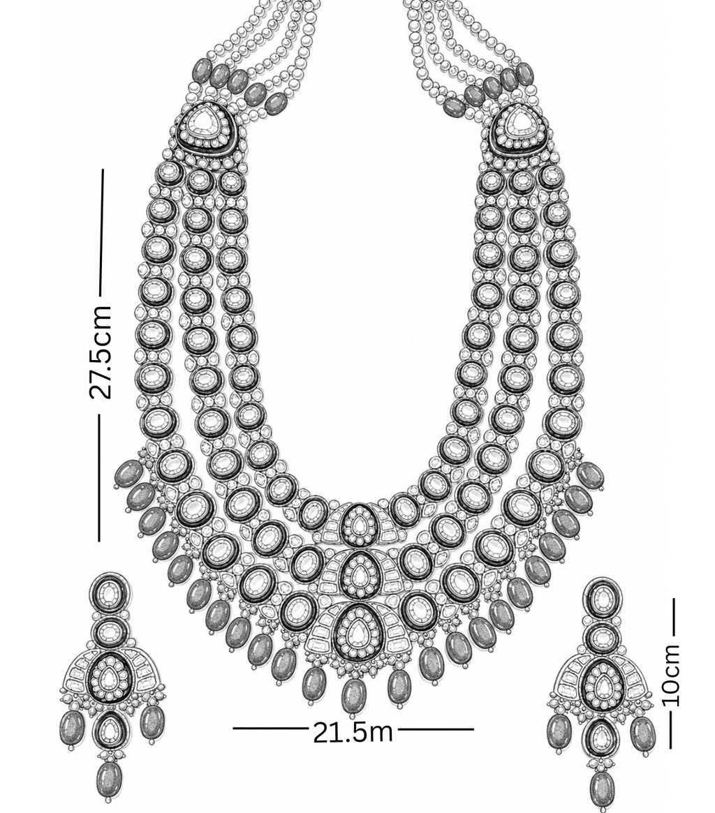 Emerald Polki Three-Layer Long Set