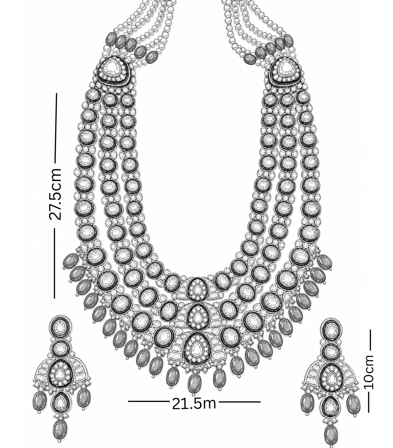 Emerald Polki Three-Layer Long Set