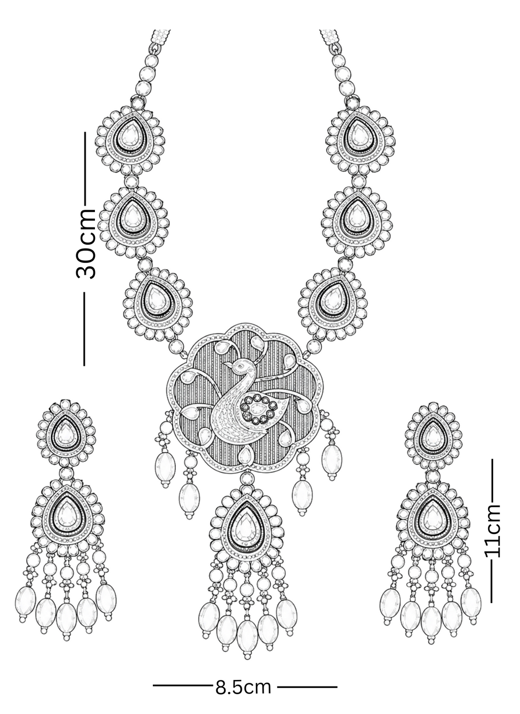 Peacock Polki Pendant Set
