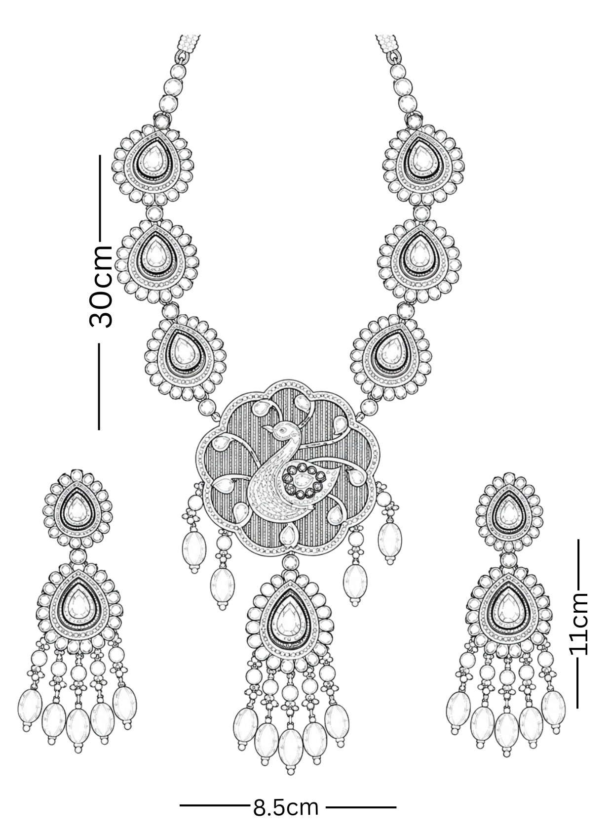 Peacock Polki Pendant Set
