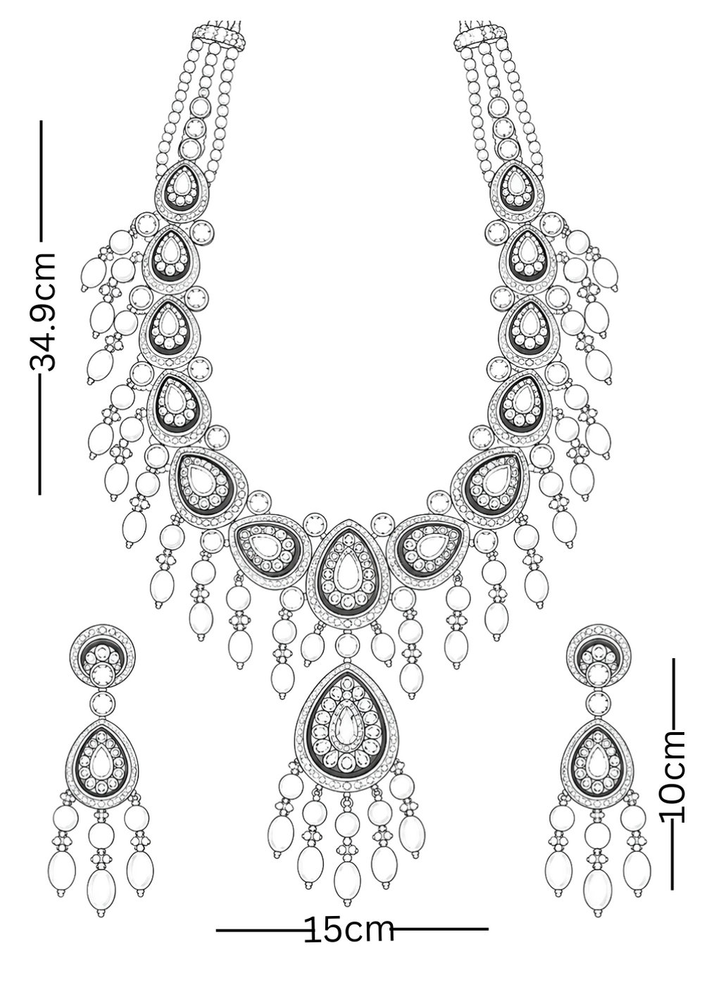 Emerald Polki Long Pendant Set