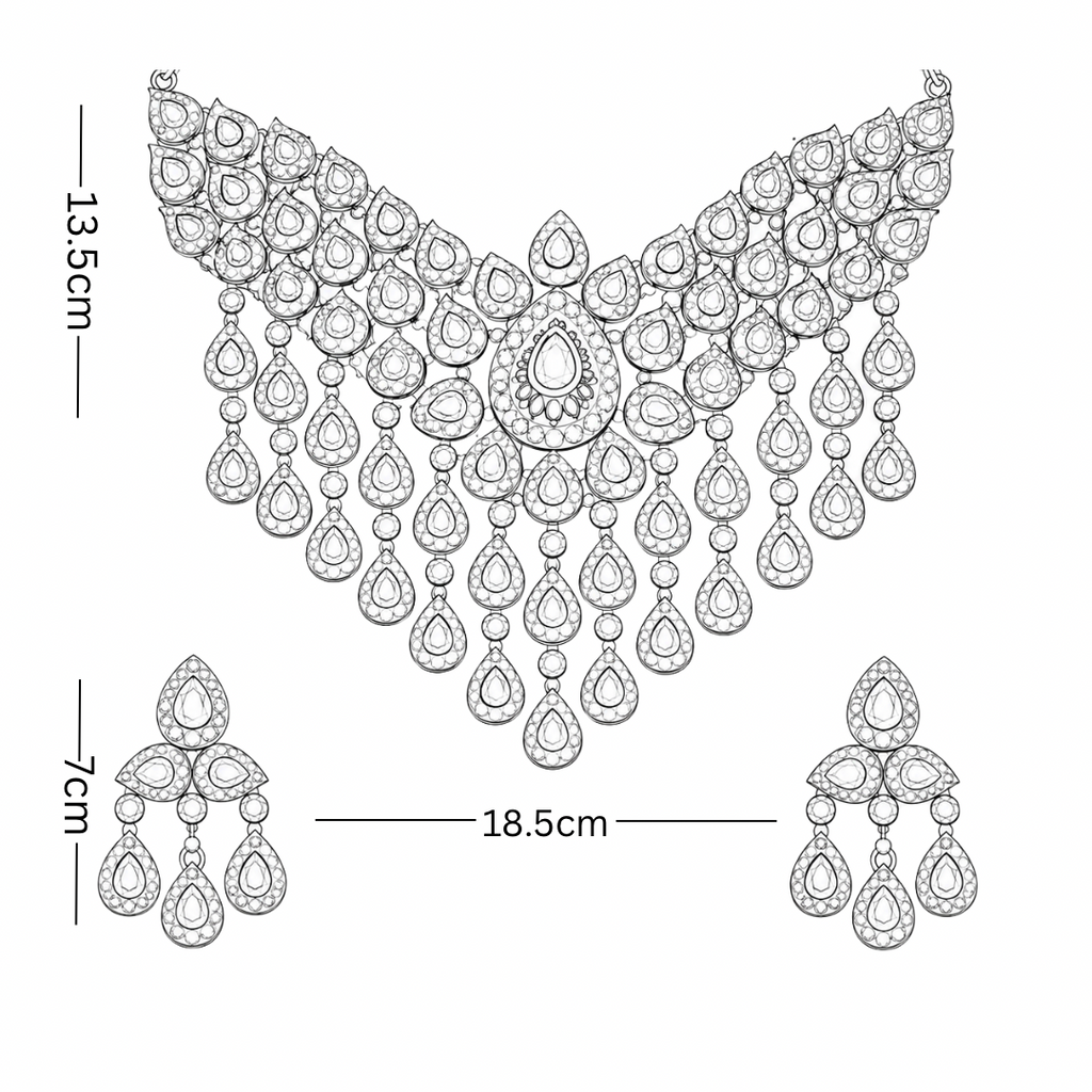 Royal Polki Cascade Necklace Set