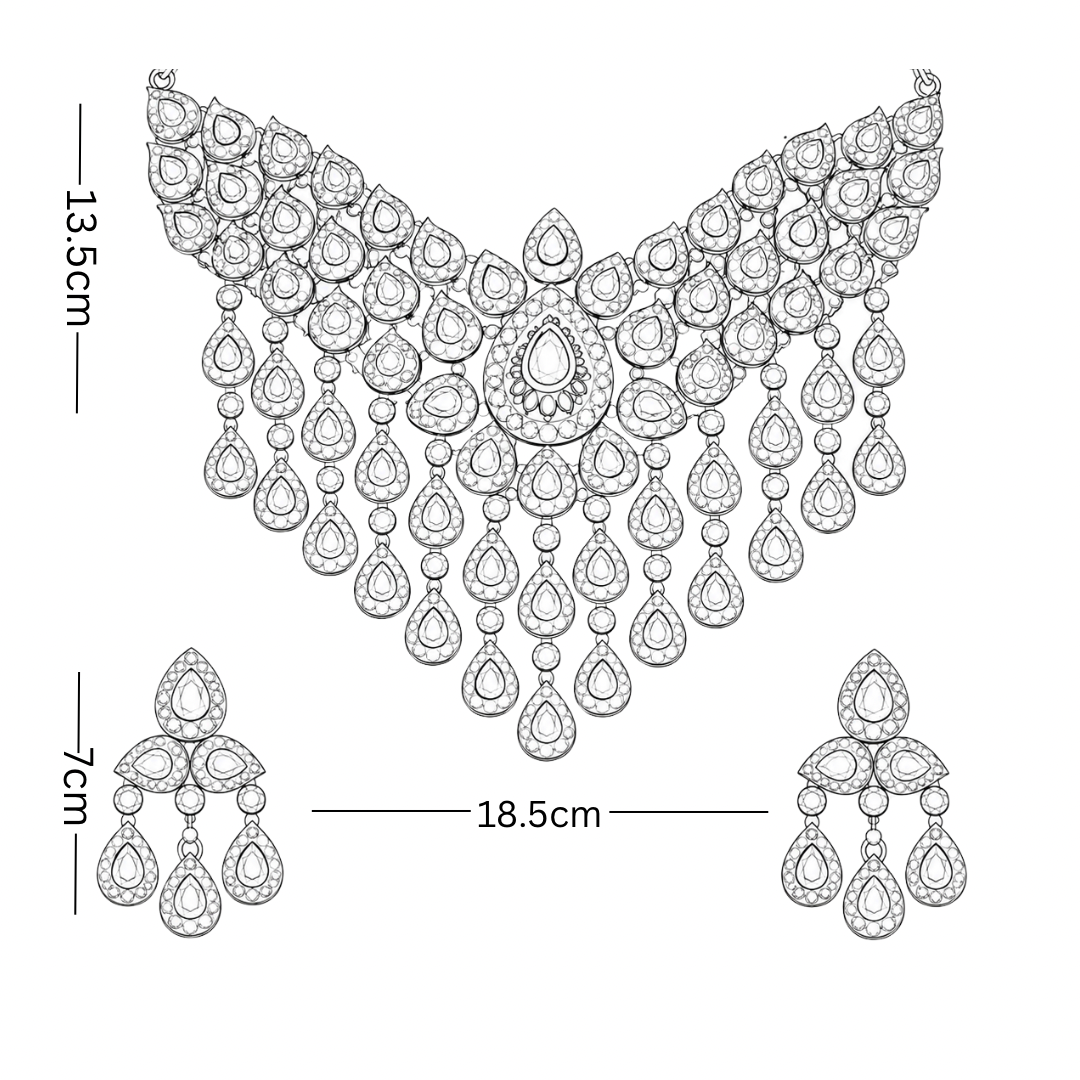 Royal Polki Cascade Necklace Set