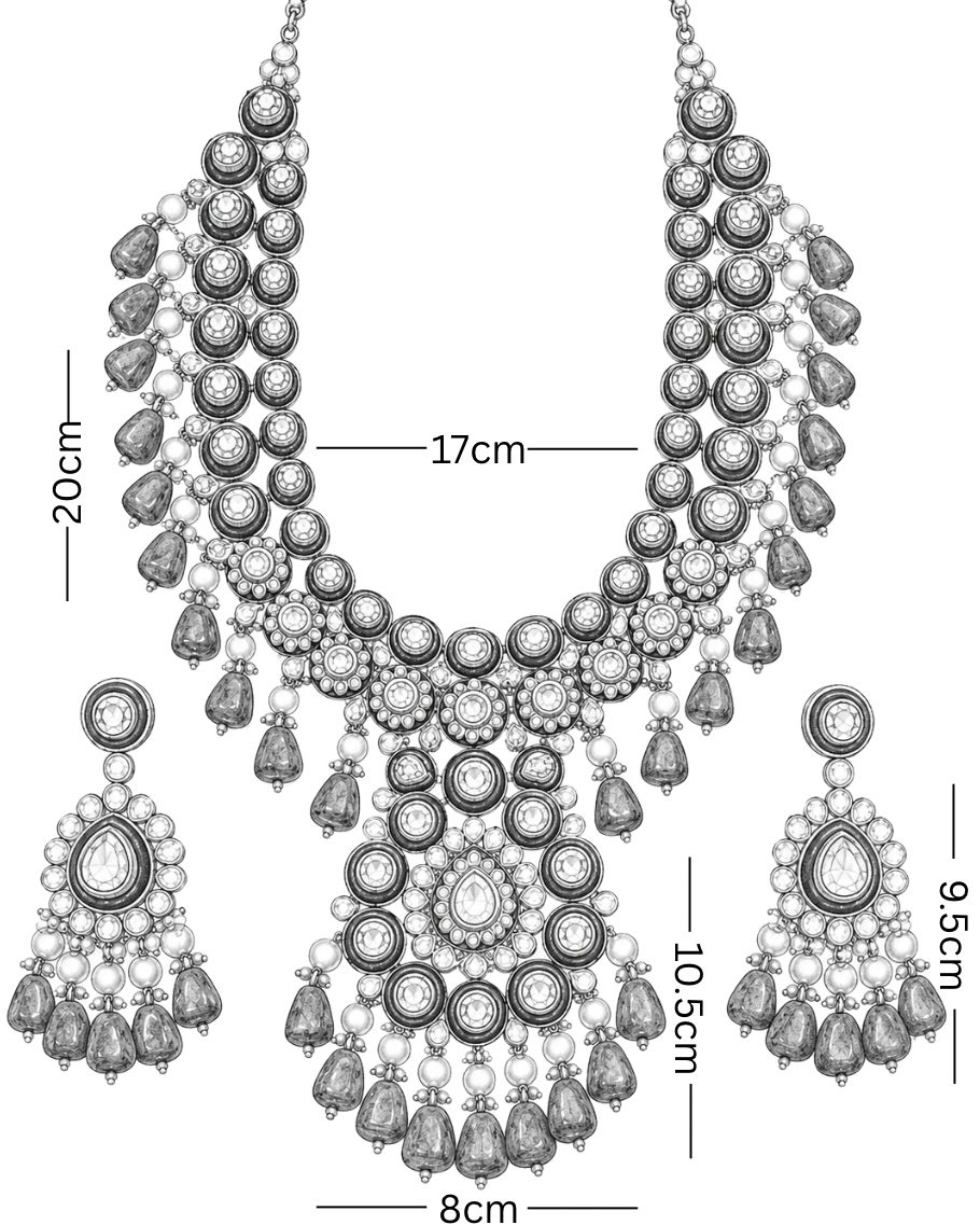 Emerald Polki Long Pendant Set