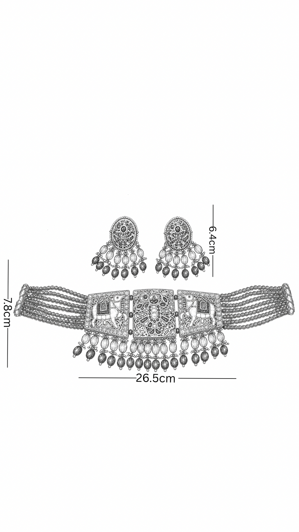 Polki Necklace Set - Temple